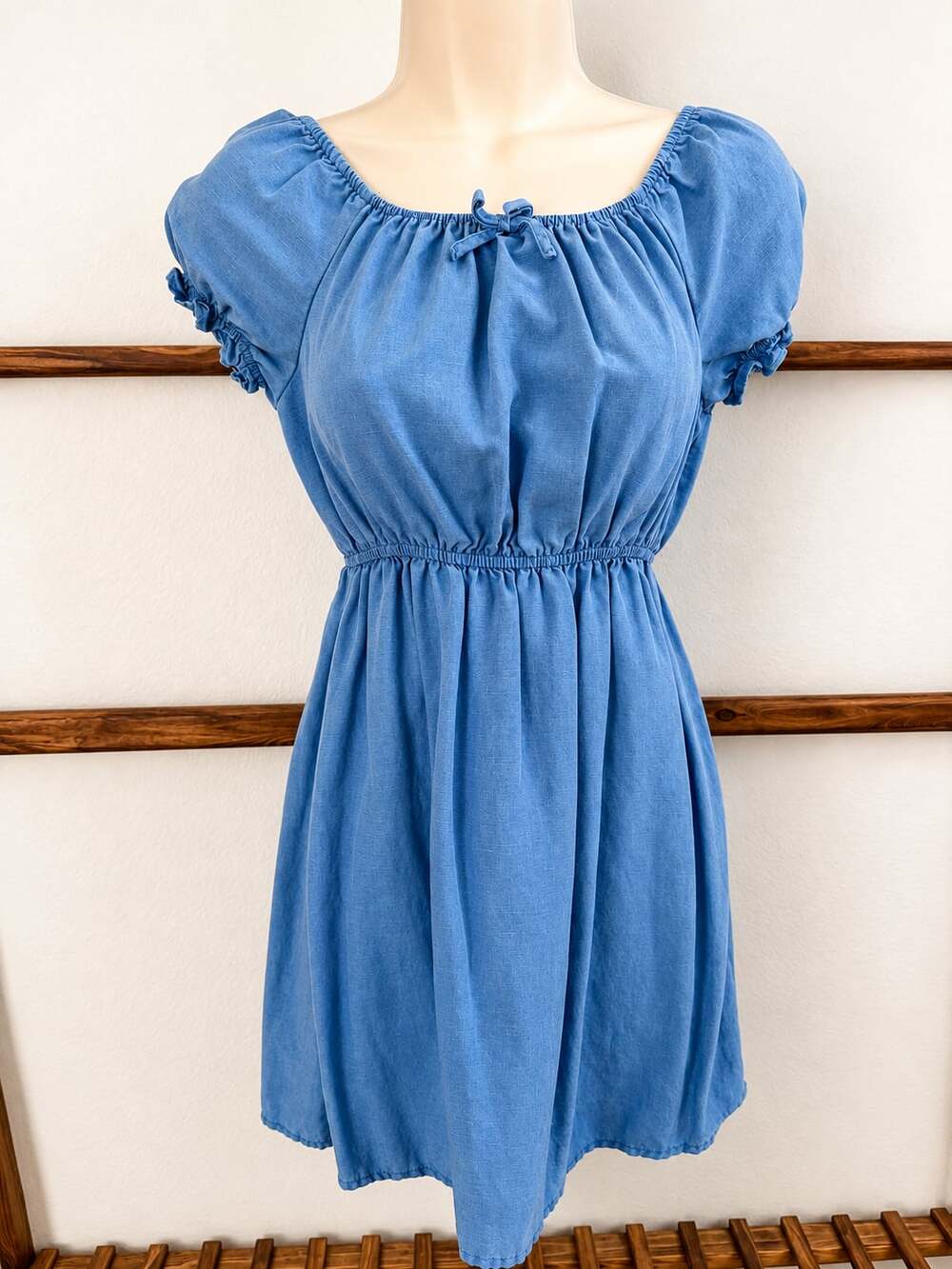 Forever 21 Kids Girls Blue Chambray Short Sleeve Babydoll Dress Size 11/12